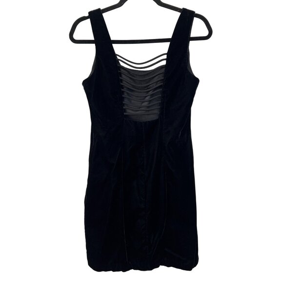 Y2K 90s LA Glo Velvet Mini Dress Size 9/10 Sleeveless Strappy Elegant Bodycon - Picture 2 of 7